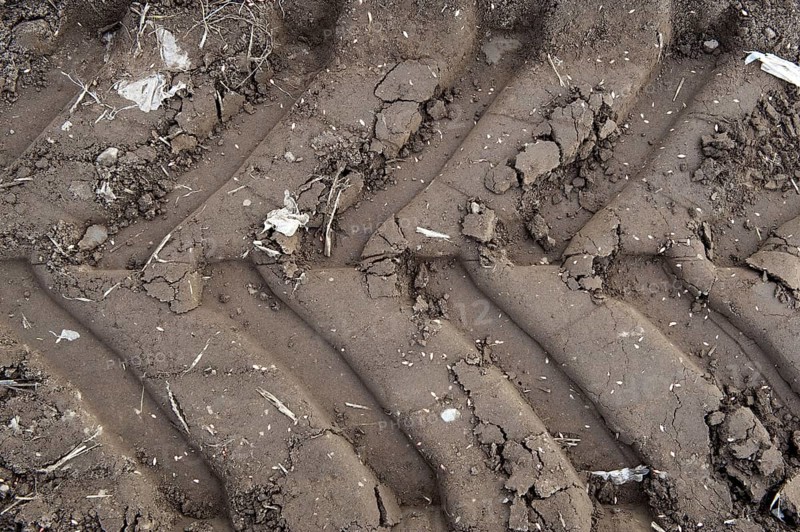 Tractor tyre tracks in soft soil