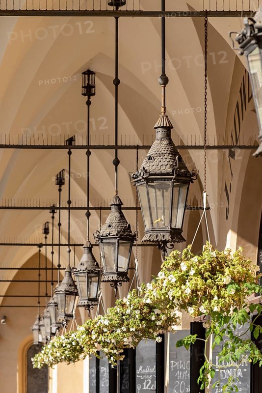 Lanterns at Arcades of Sukiennice Cloth Hall