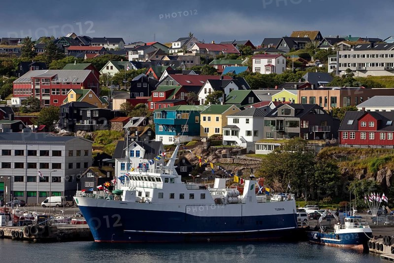 Ship in the harbour overlooking the capital