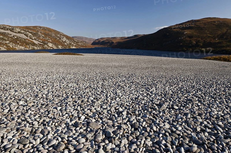 View of raised beach and freshwater lochan