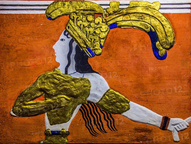 Minoan relief with ostrich feather