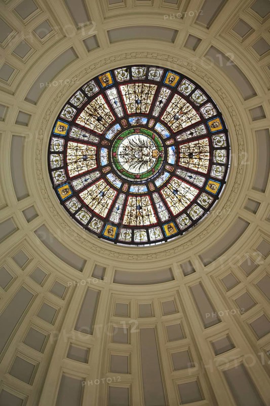 Round glass window on the dome of the foyer in the Kaiser-Wilhelms Bad in the spa garden