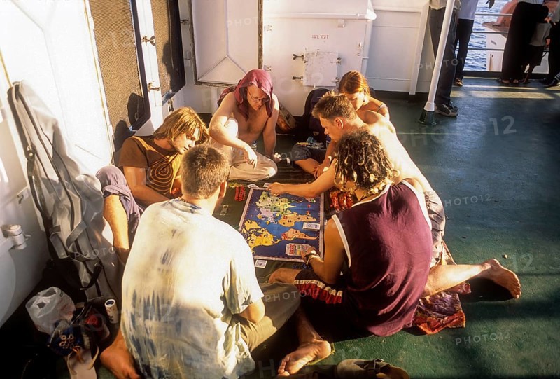 Tourists playing in the ship during their journey from chennai to andaman