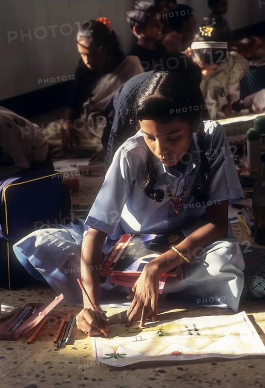Engrossed in drawing