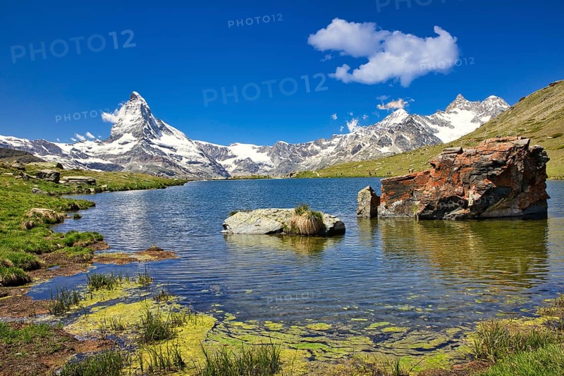Matterhorn with Stellisee panoramic view