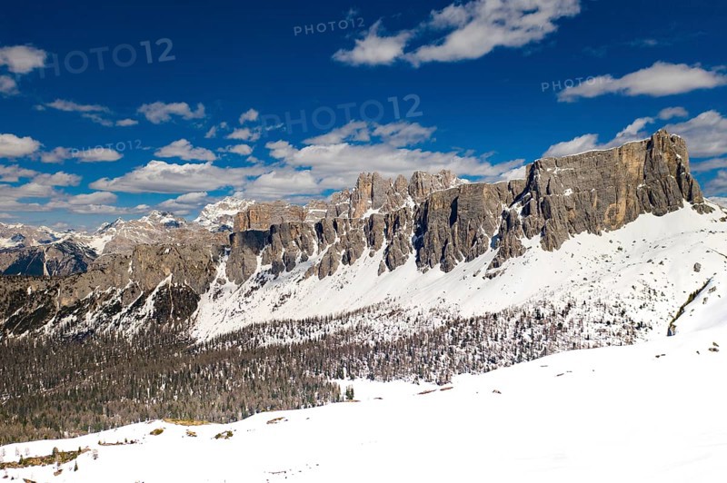 Panoramic View from Pass Giau. Croda da Lago