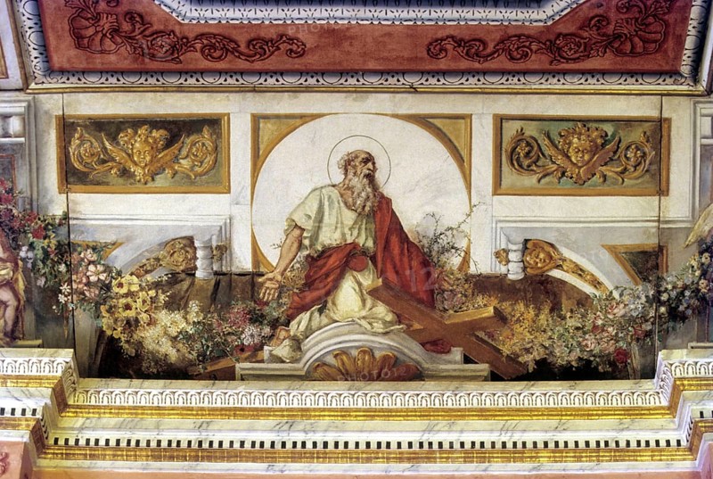 Century old murals adorning the ceiling in St. Aloysis college chapel