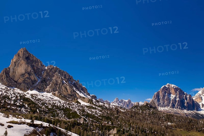 Panoramic View from Pass Giau. Dolomites alps. Italy
