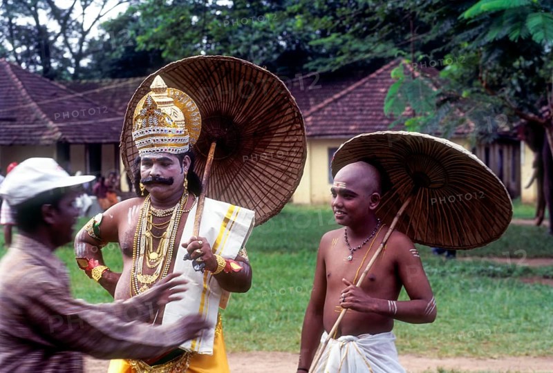 Mahabali and Vamana in Athachamayam celebration in Thripunithura during Onam near Ernakulam