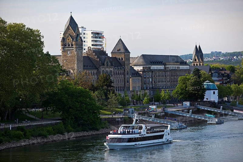 Passenger ship MS Deutsches Eck on the Rhine with the local and regional court