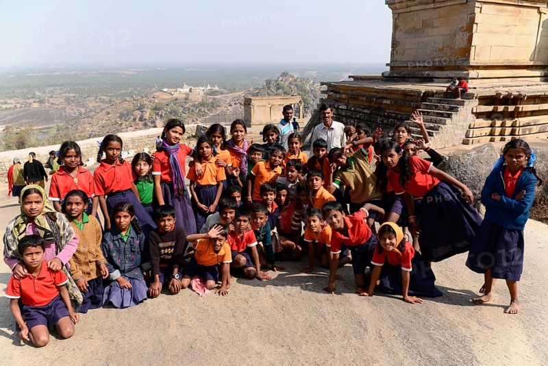 Visitors on their way to the Gomateshwara statue