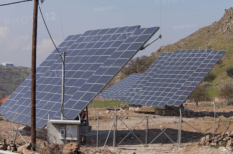 Solar energy panels in countryside