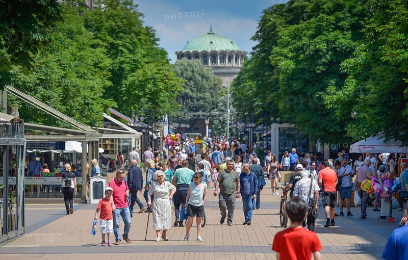 Pedestrian in busy pedestrian zone