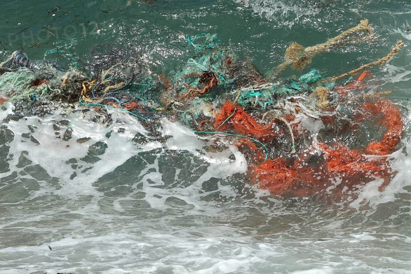 Large trawl net washing in from sea