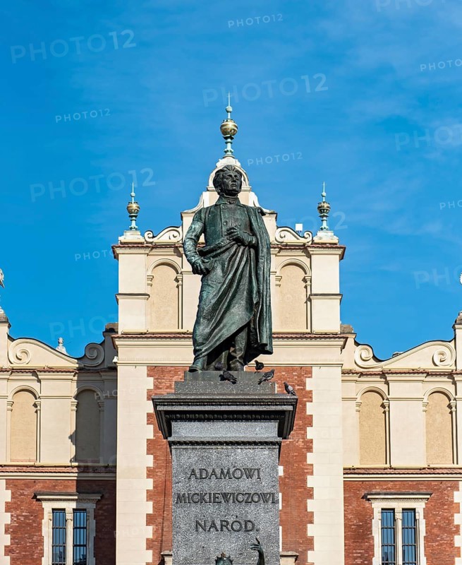 Adam Mickiewicz Monument in front of Sukiennice Cloth Hall