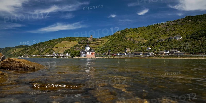 The Rhine with Gutenfels Castle and Pfalzgrafenstein Castle