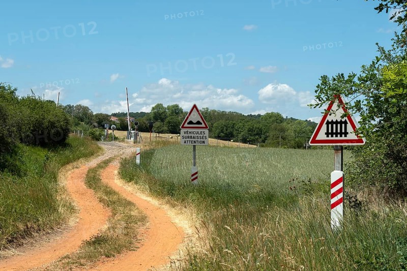 A railway level crossing in countryside
