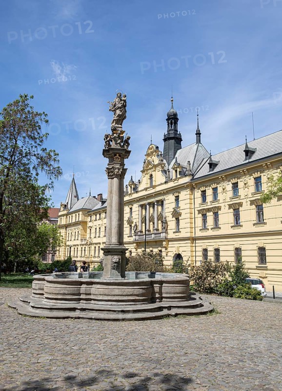Statue of St. Joseph with a Child on the Fountain in Front of the Magistrate's Court