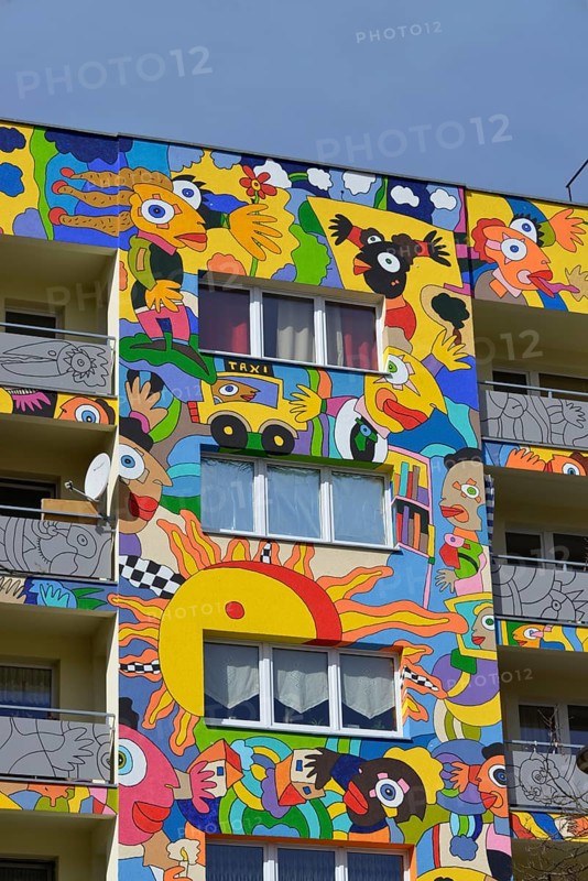 Colourful apartment building