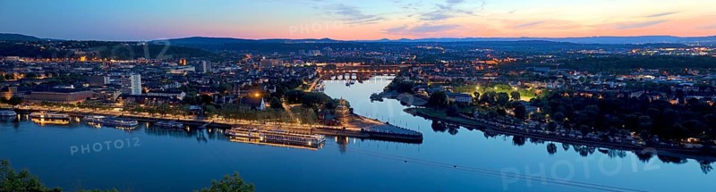 Panorama Deutsches Eck in the evening