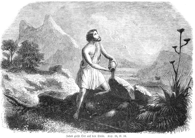 Jacob pouring oil on the stone