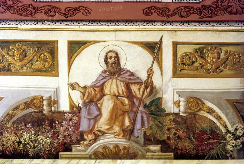Century old murals adorning the ceiling in St. Aloysis college chapel