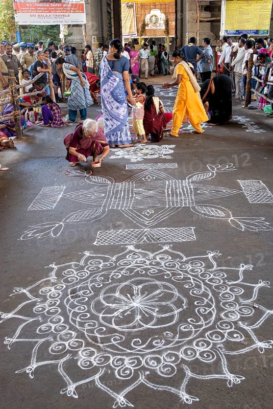 Kolam in front of Kapaleeswarar temple during festival in Mylapore