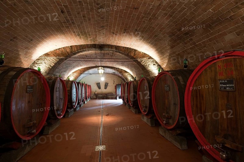Barrels of Chianti red wine