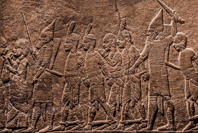 Assyrian relief with ostrich feather