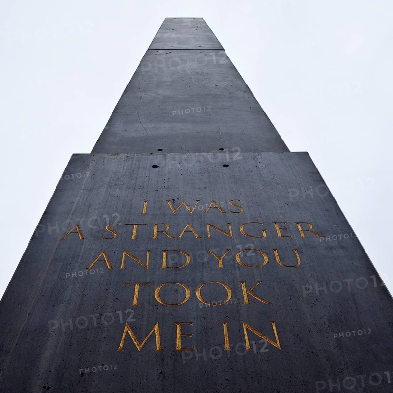 Artwork Obelisk with a quote from the Gospel of Matthew