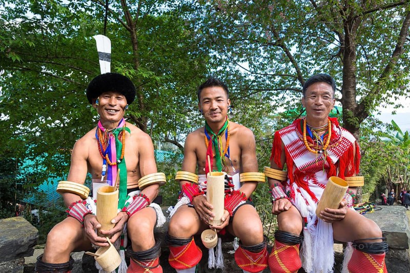Naga tribesmen in traditional dress