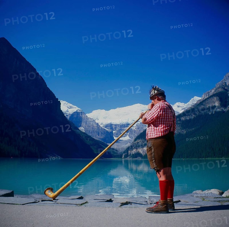Alphorn players at Lake Louise