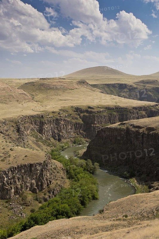 View of remote ruined medieval Armenian Turkish city
