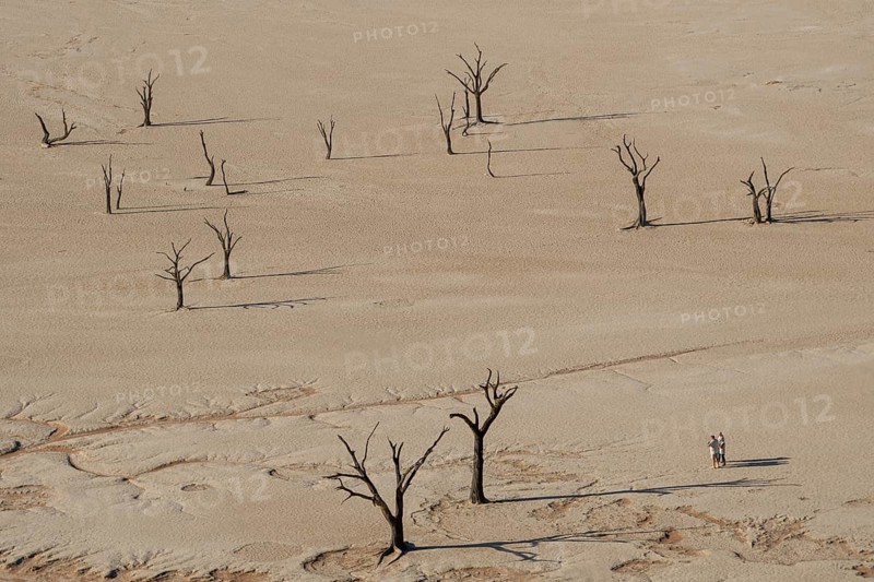 Three people in the desert