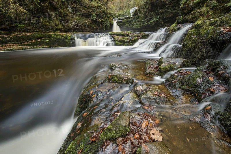 Cascading river and waterfall