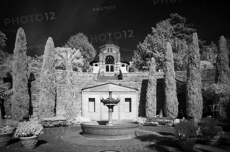 Fountain in front of Belvedere in Moorish style