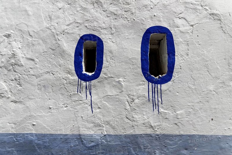 House front with art motifs