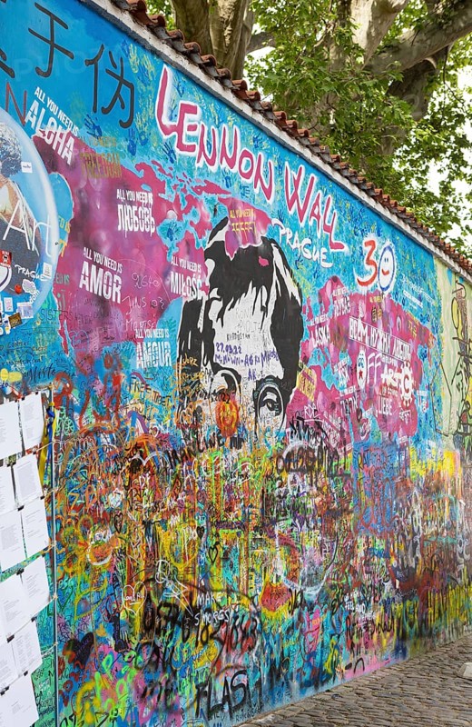 Colourful graffiti on John Lennon Wall