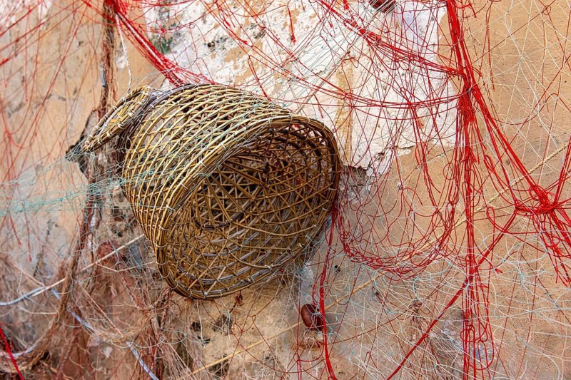 fish trap on display in Castelsardo