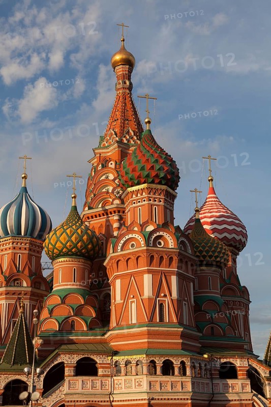 Colourful domes of St. Basil's Cathedral on Red Square in Moscow