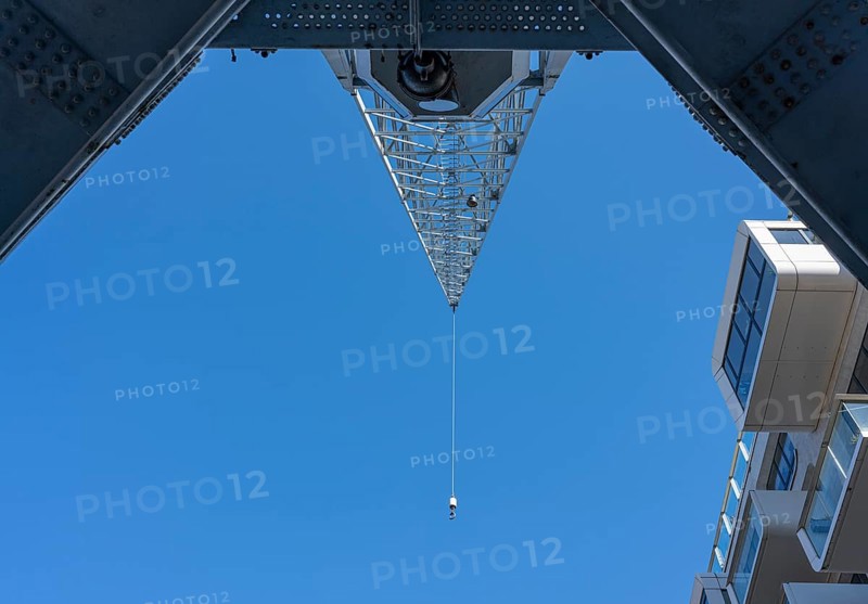 Snap hook on an industrial crane