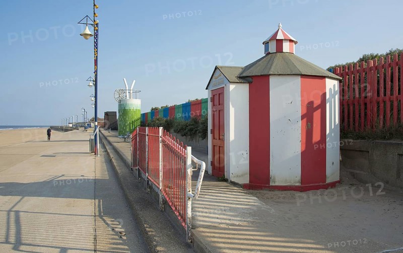 Beach huts in a seaside town