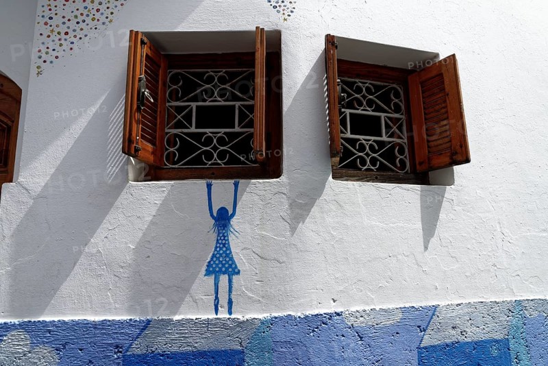 House front with art motifs