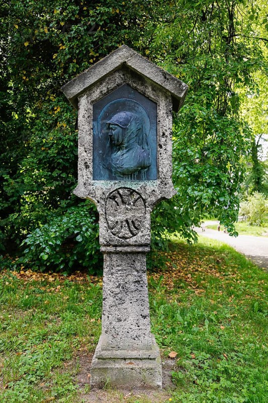 Stone stele with woman's face