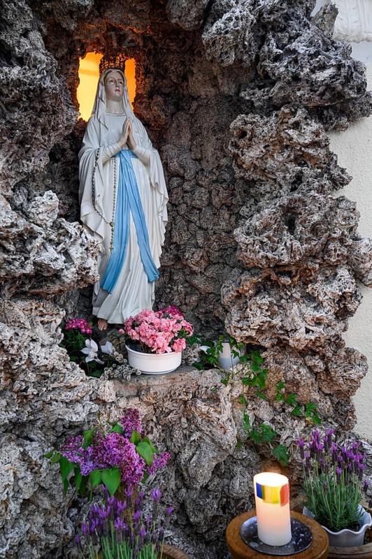 Lourdes Grotto with Madonna figure