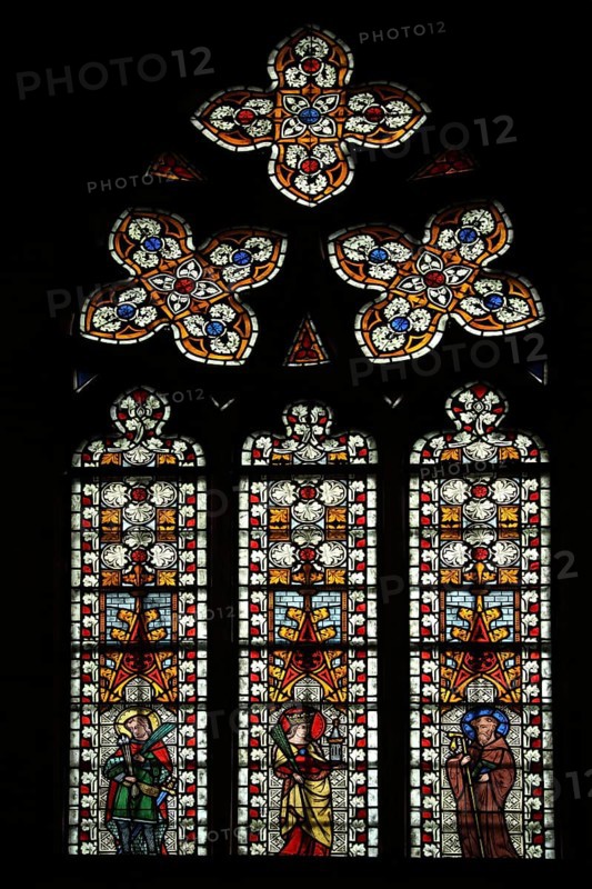 Interior view of the window in the St. Valentinus and Dionysius Basilica in Kiedrich