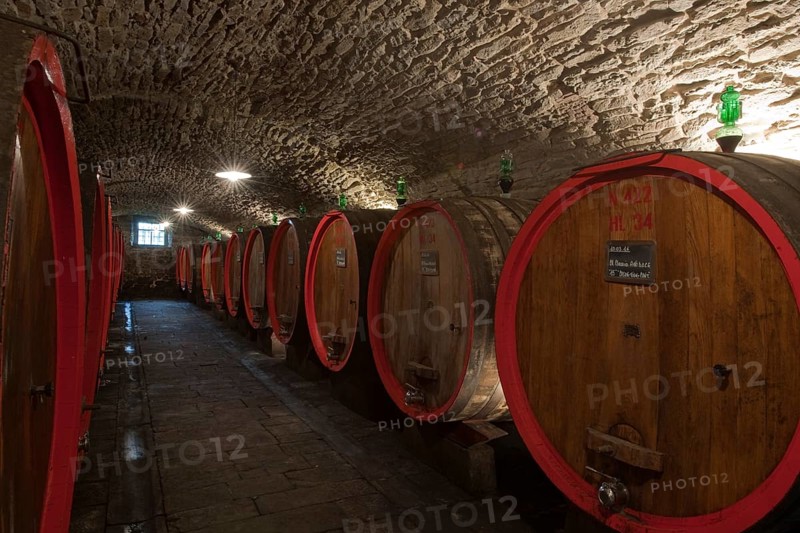 Barrels of Chianti red wine