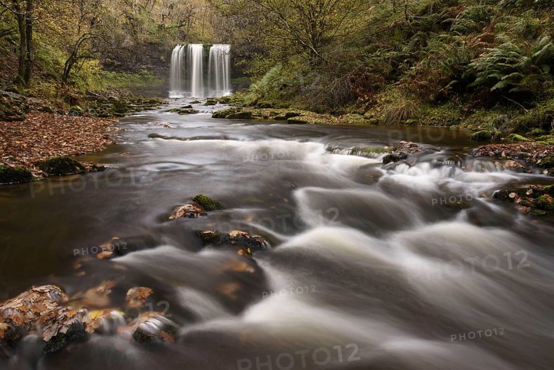 Cascading river and waterfall