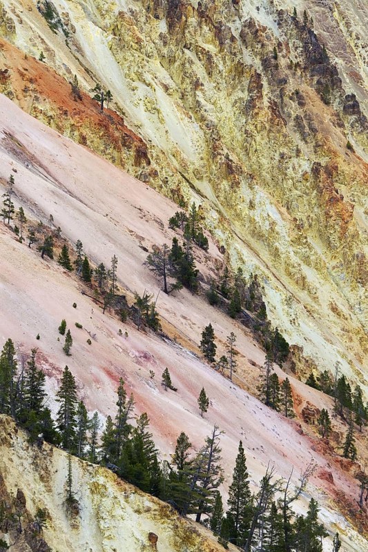 View of canyon slope with oxidising rock