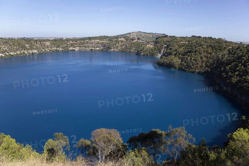 View of monomictic lake located in extinct volcanic maar
